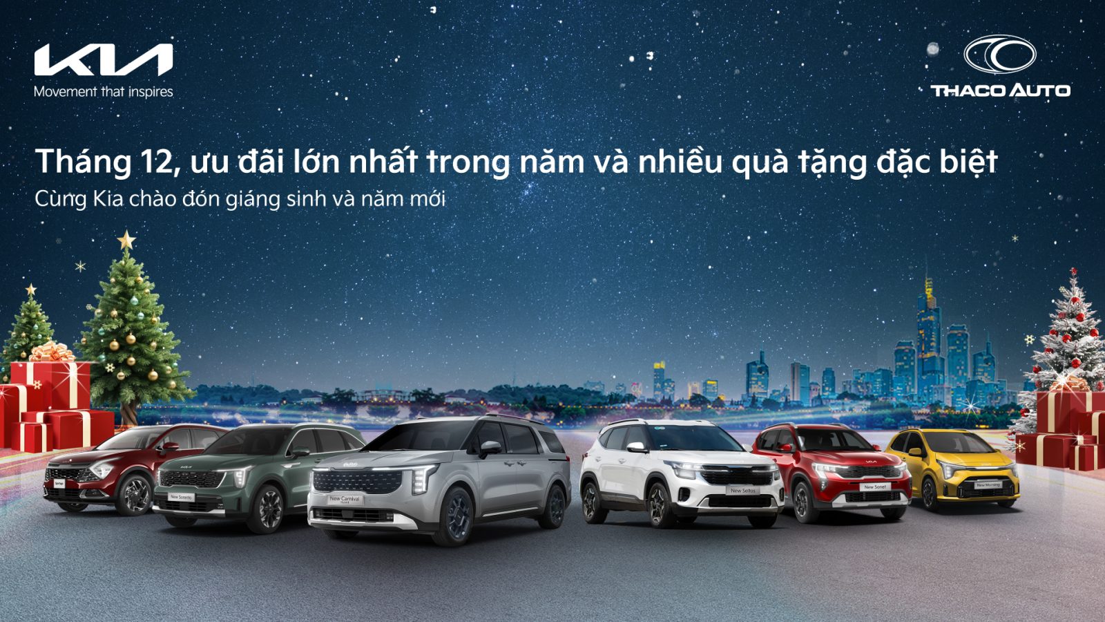 kv lineup 1 Tháng 12, Kia ưu đãi cao nhất trong năm lên đến 90 triệu đồng chào đón Giáng sinh và Năm mới